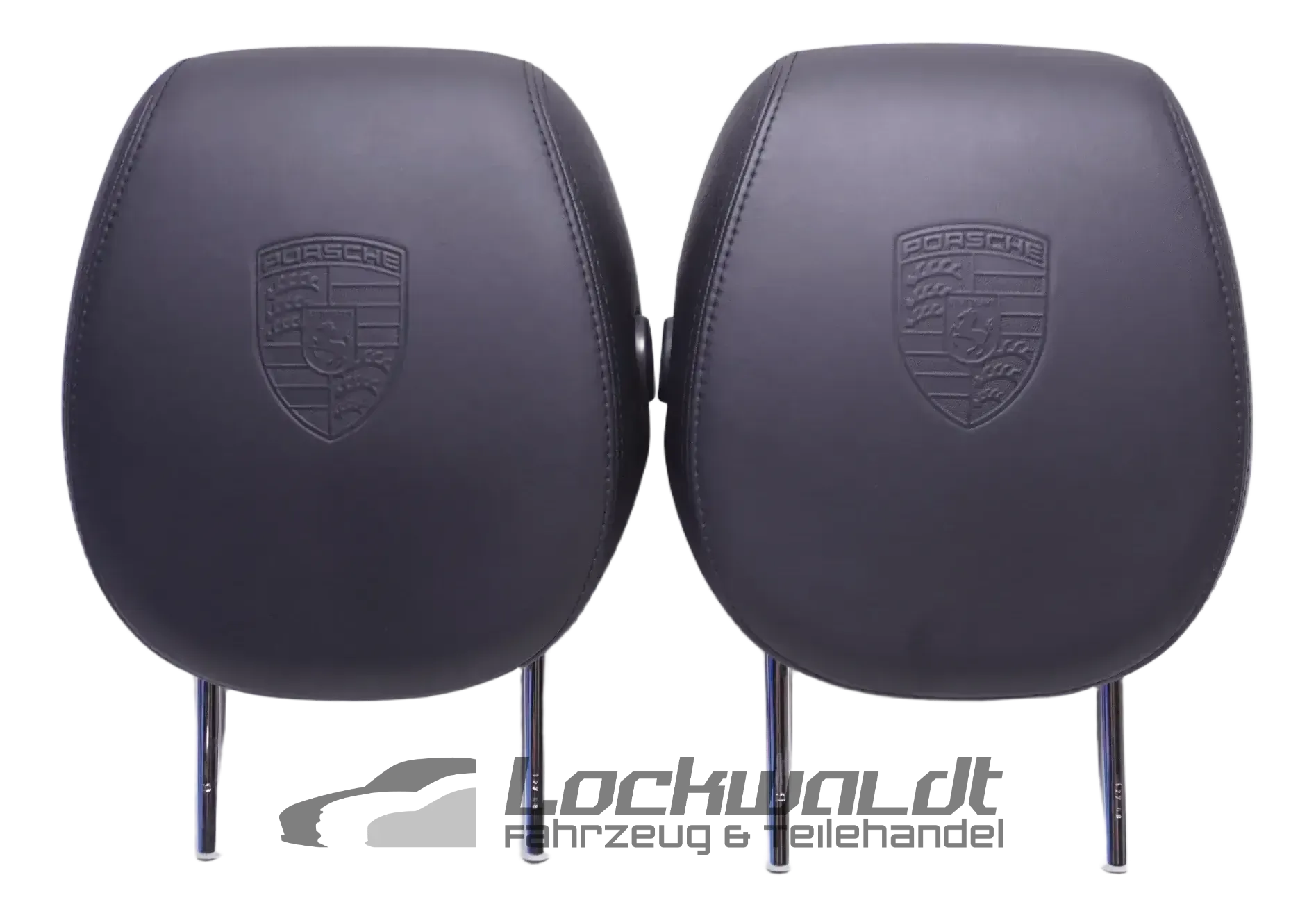 Porsche Cayenne 9PA 957 Kopfstützen vorne Wappen Prägung Leder Schwarz - Bild 1