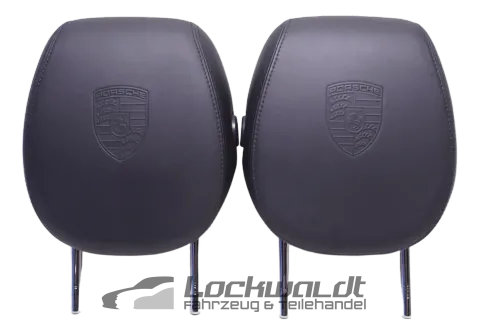 Background image for Porsche Cayenne 9PA 957 Kopfstützen vorne Wappen Prägung Leder Schwarz