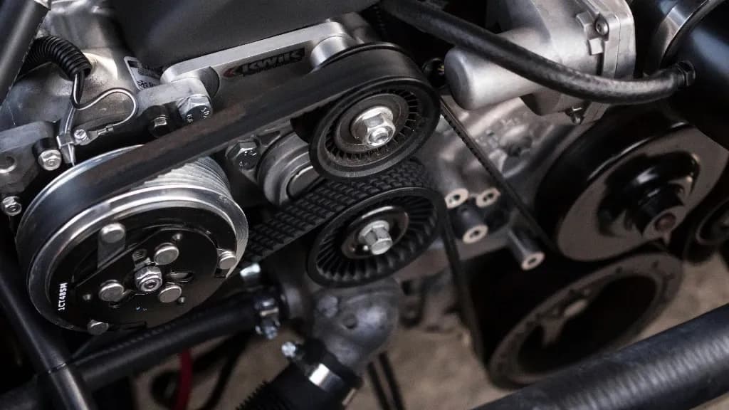 Gebrauchter Autmotor komplett mit Anbauteilen, ausgestellt auf einem Werkstattboden, zeigt Verschleiß und ist bereit zur Überholung oder Wiederverwendung.